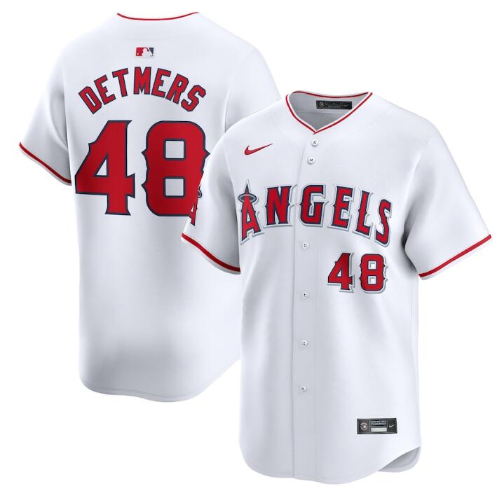Men's Los Angeles Angels #48 Reid Detmers White Home Limited Stitched Baseball Jersey